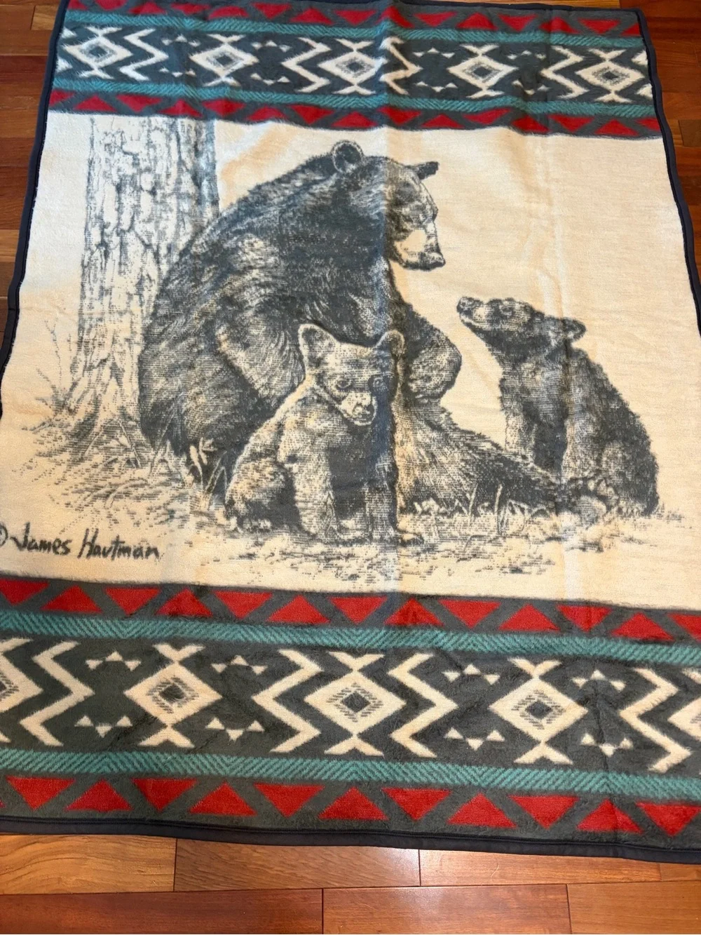 Vintage Biederlack of America Southwestern Bear Blanket James Hautman 73.5”x57”
